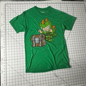 Fortnite Green Dinosaur Chest Video Game Short Sleeve Graphic T-shirt Mens small
